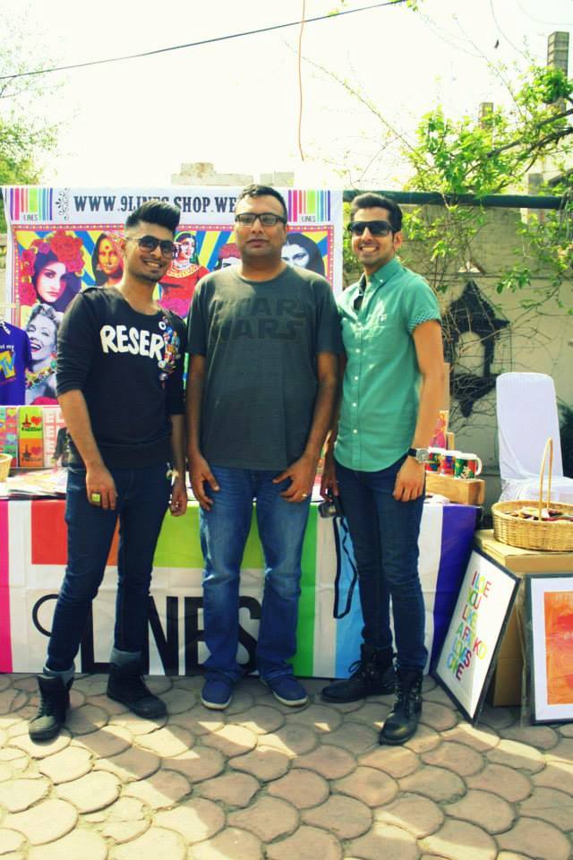 The crazy talented duo, Hassan (left) and Saad (right) of '9 Lines' with Bilal Rashid of Khalis Food Market.